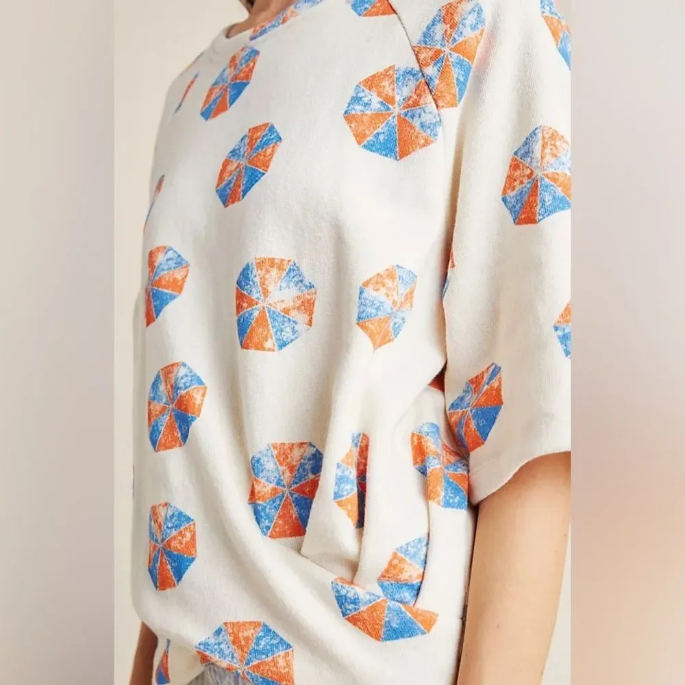 Eva Franco Anthropologie Beach Umbrella Pullover Sweatshirt Top Large NWT